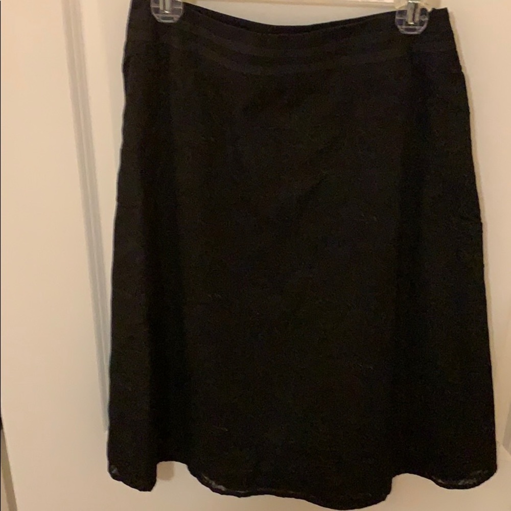Black on black floral A-line skirt